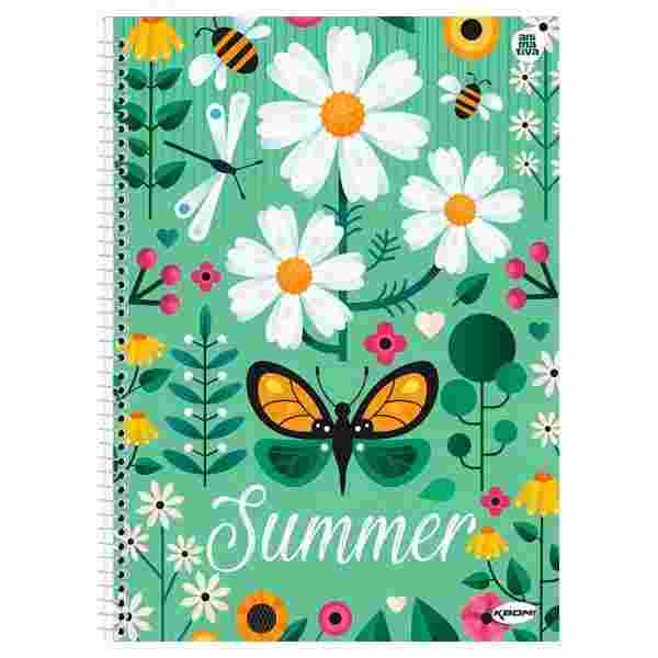 CADERNO 10X1 CAPA DURA KBOM FEMININO